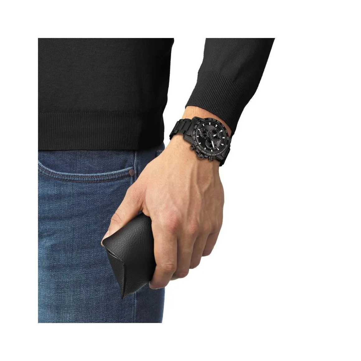 Montre TISSOT T-SPORT SUPERSPORT CHRONO homme chronographe cadran noir bracelet PVD noir