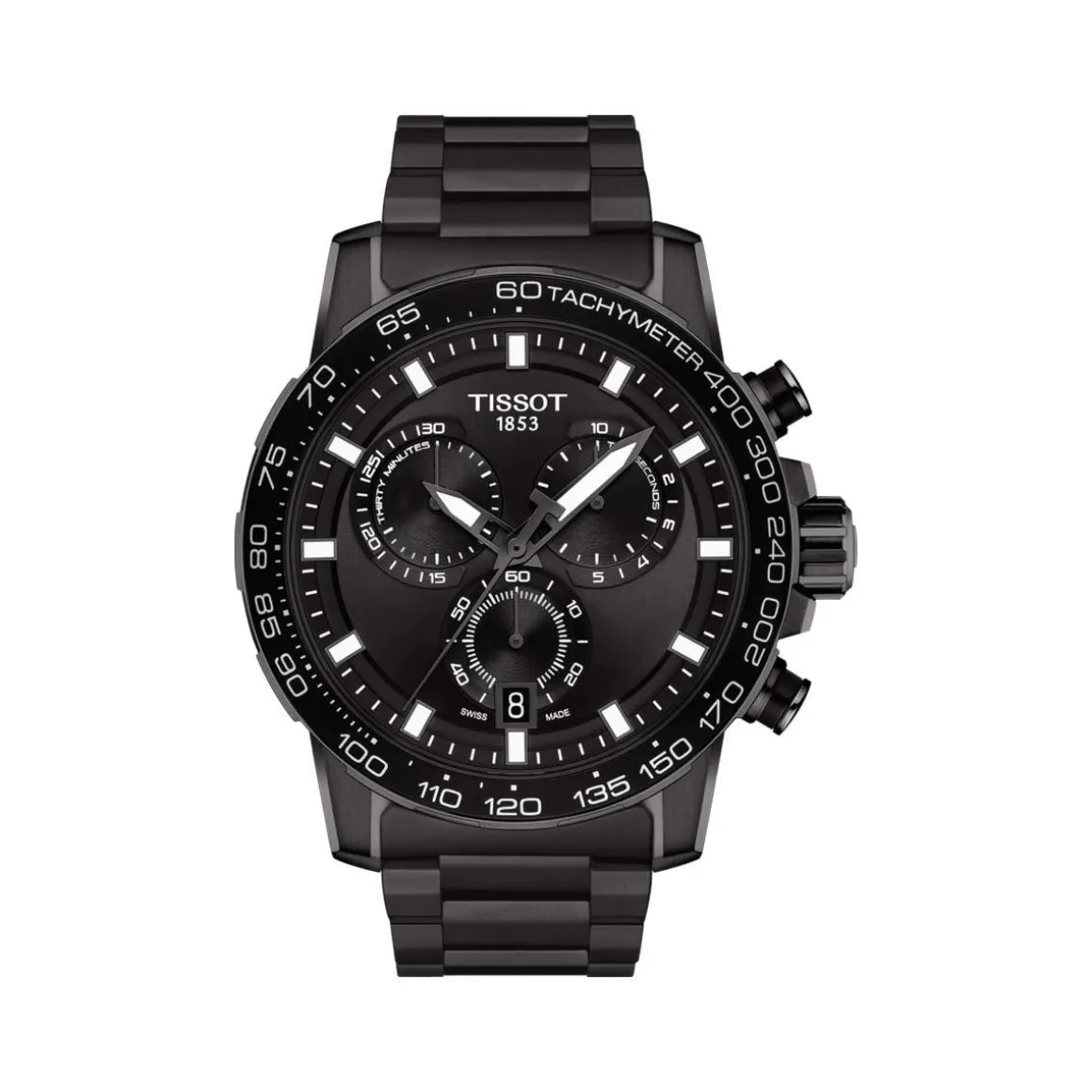 Montre TISSOT T-SPORT SUPERSPORT CHRONO homme chronographe cadran noir bracelet PVD noir