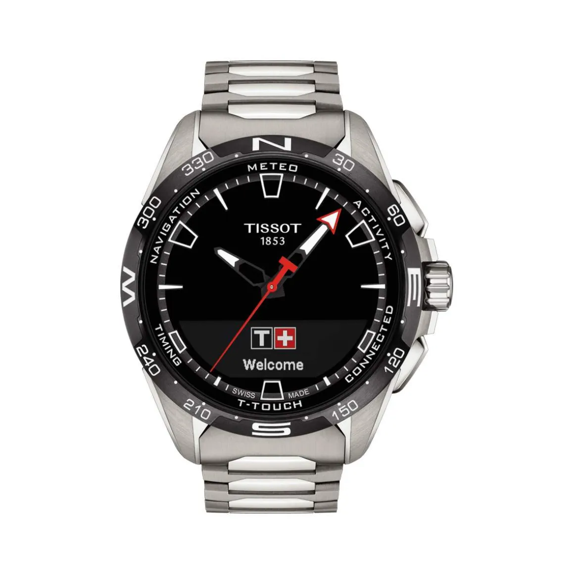 Montre TISSOT T-TOUCH CONNECT SOLAR homme cadran noir bracelet titane