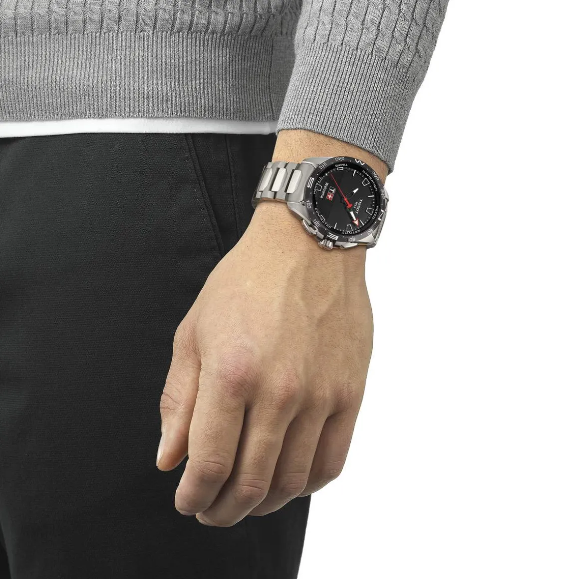 Montre TISSOT T-TOUCH CONNECT SOLAR homme cadran noir bracelet titane