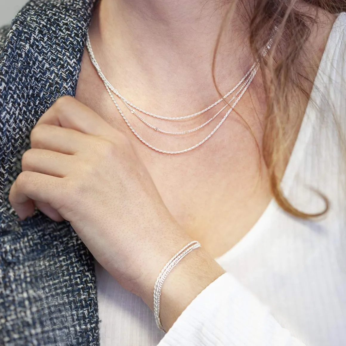 Parure argent 925 collier bracelet