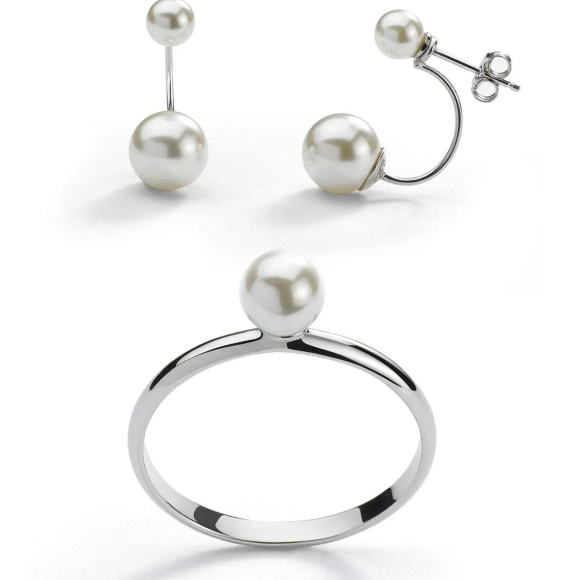Parure argent 925 perles imitation