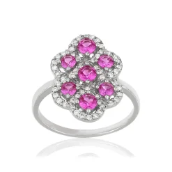 Parure argent 925 pierres imitation roses et zirconias