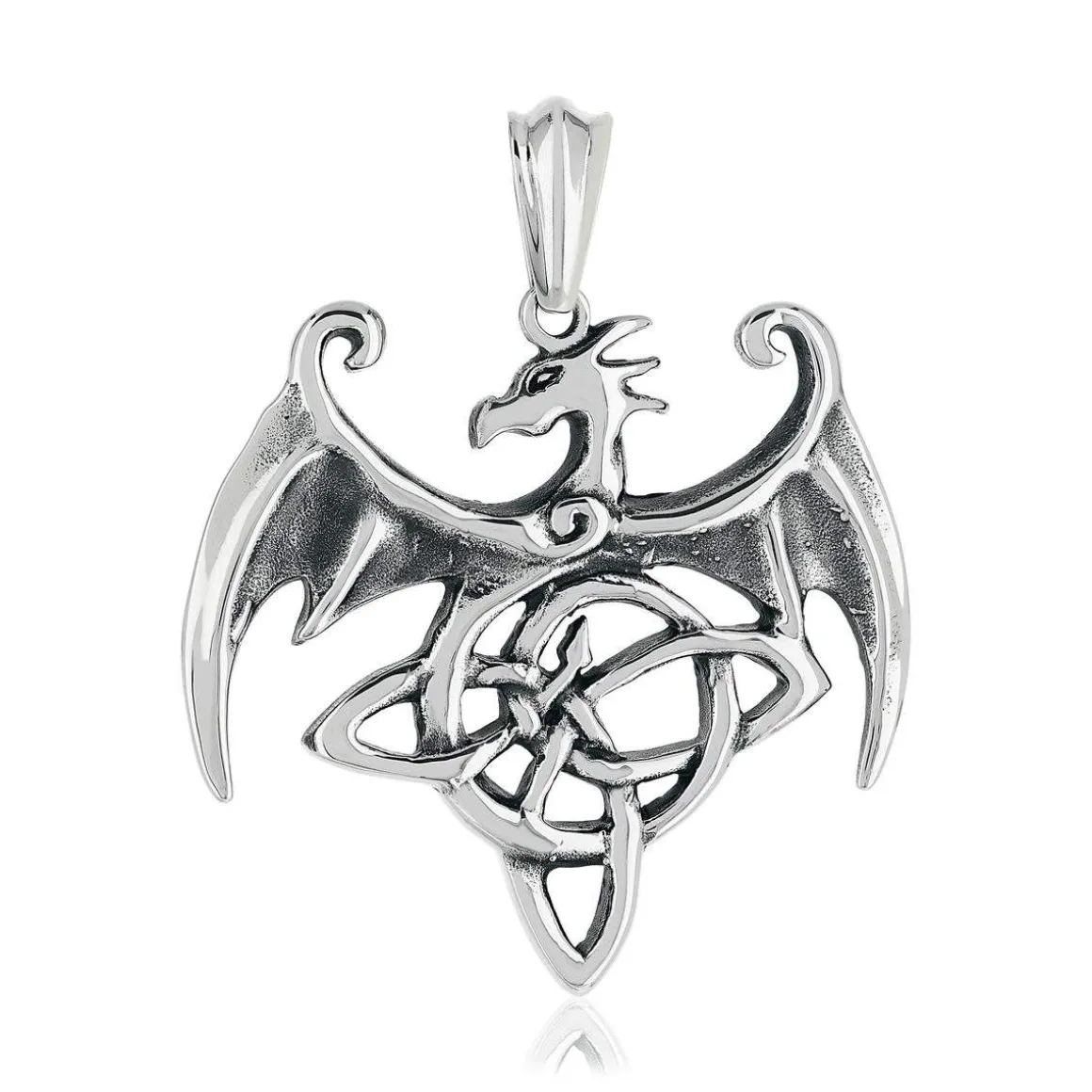 Pendentif acier dragon ailé