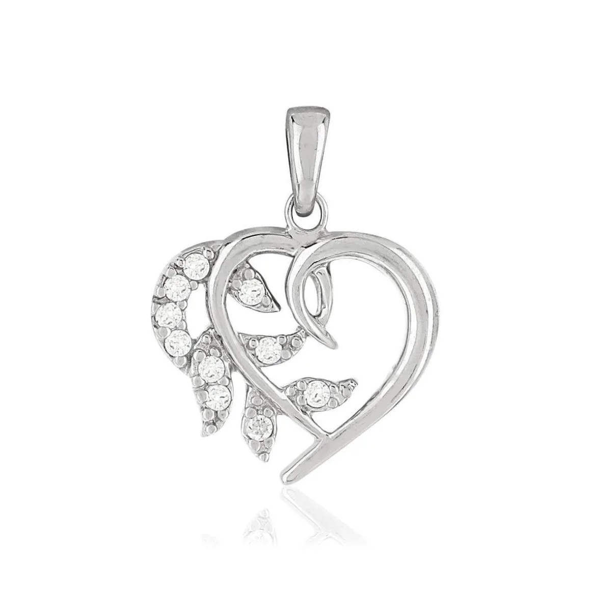 Pendentif argent 925 coeur zirconias