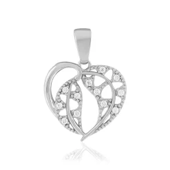 Pendentif argent 925 coeur zirconias