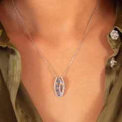 Pendentif argent 925 et zirconias bleus