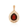 Pendentif argent 925 rose ambre