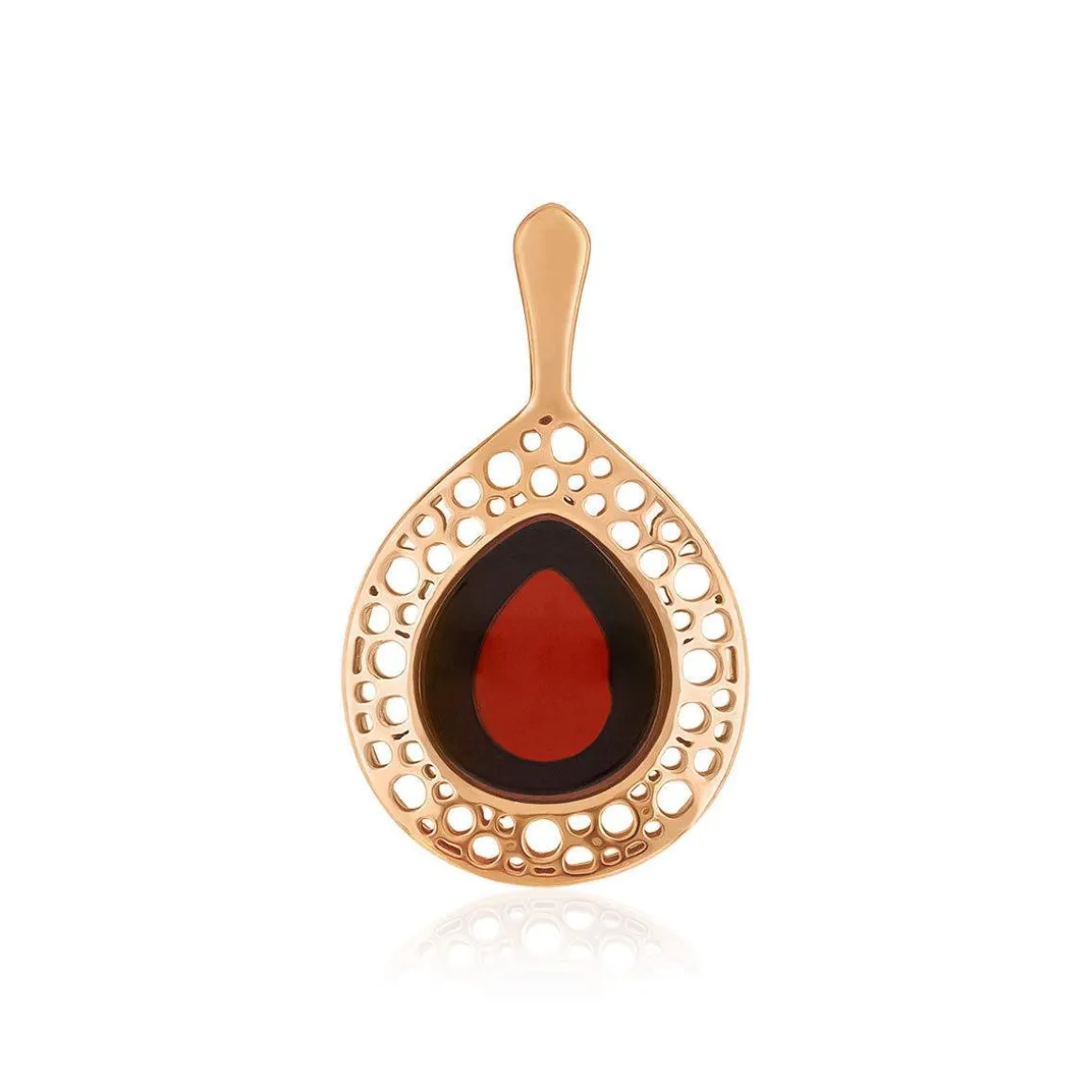 Pendentif argent 925 rose ambre