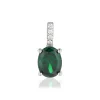 Pendentif argent 925 zirconias vert ovale et blancs