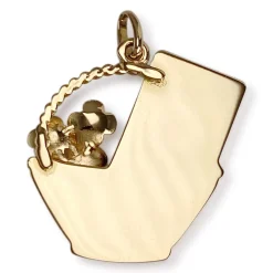 Pendentif AUGIS d'occasion or 750 2 tons panier de fleurs rubis synthétiques