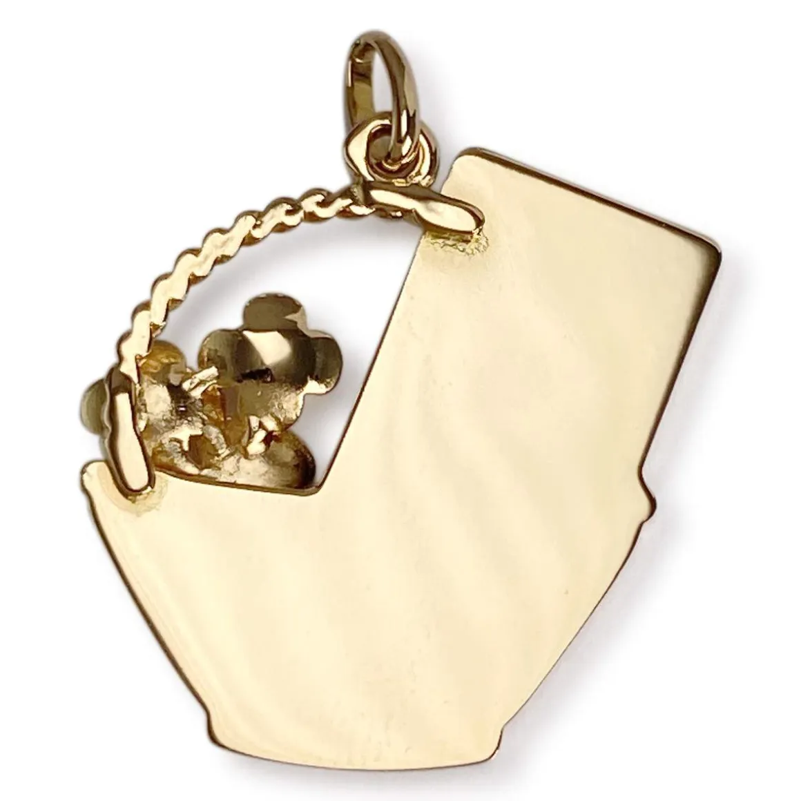 Pendentif AUGIS d'occasion or 750 2 tons panier de fleurs rubis synthétiques