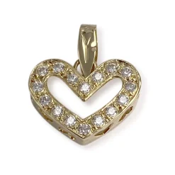 Pendentif coeur d'occasion or 750 jaunezirconias