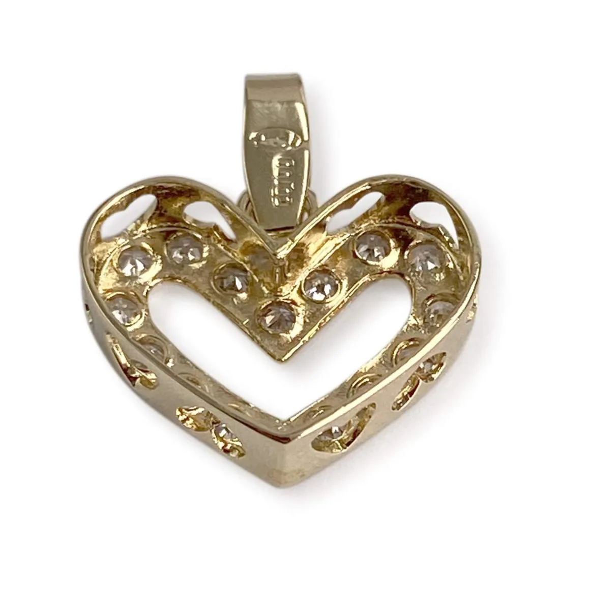 Pendentif coeur d'occasion or 750 jaunezirconias