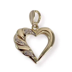 Pendentif coeur d'occasion or 585 2 tons zirconias