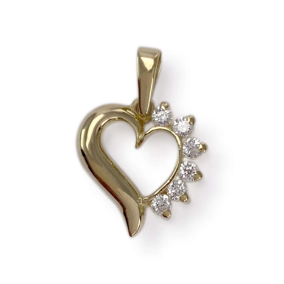 Pendentif coeur d'occasion or 750 jaune zirconias