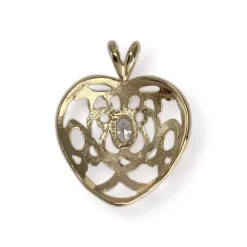 Pendentif coeur d'occasion or 585 jaune zirconia