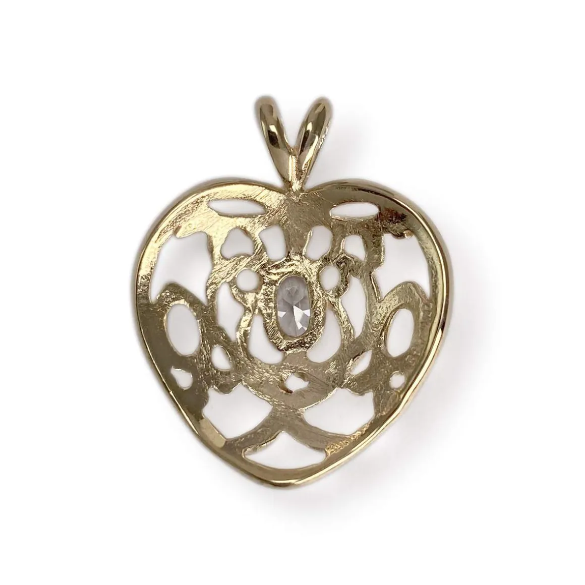 Pendentif coeur d'occasion or 585 jaune zirconia