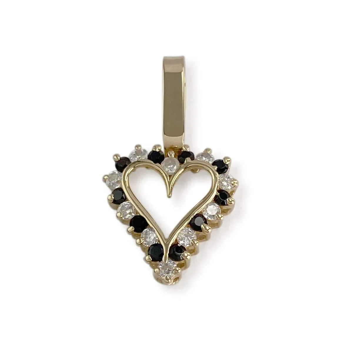 Pendentif coeur d'occasion or 750 jaune zirconias