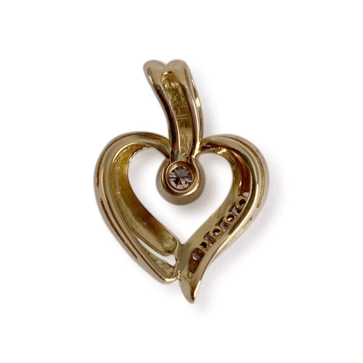 Pendentif coeur d'occasion or 750 jaune diamants