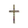 Pendentif croix Guy Laroche d'occasion or 750 jaune améthystes grenat topazes bleues traitées peridot citrine