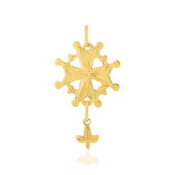 Pendentif croix huguenote or 375 jaune