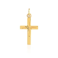 Pendentif croix or 375 jaune diamanté