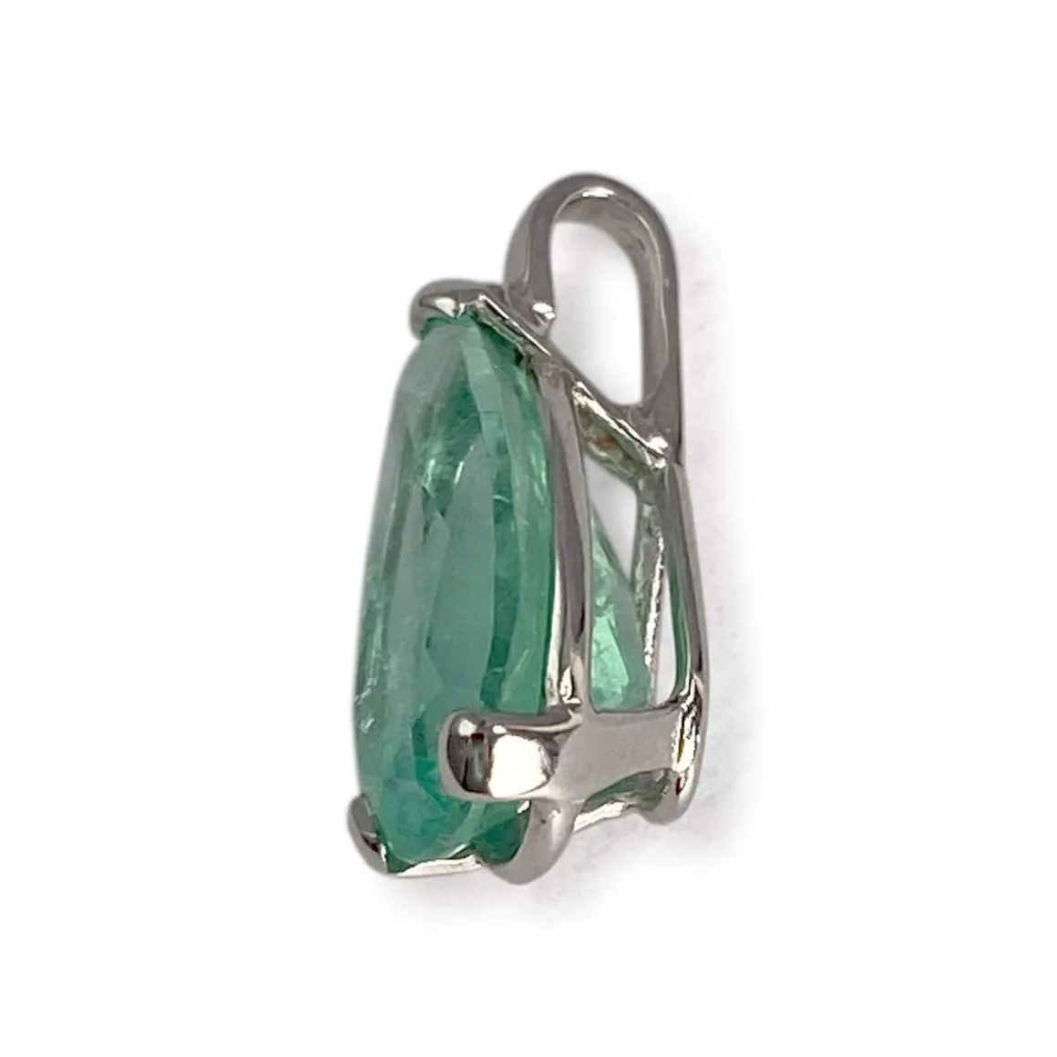 Pendentif d'occasion or 750 blanc émeraude