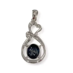 Pendentif d'occasion or 750 blanc saphir zirconias
