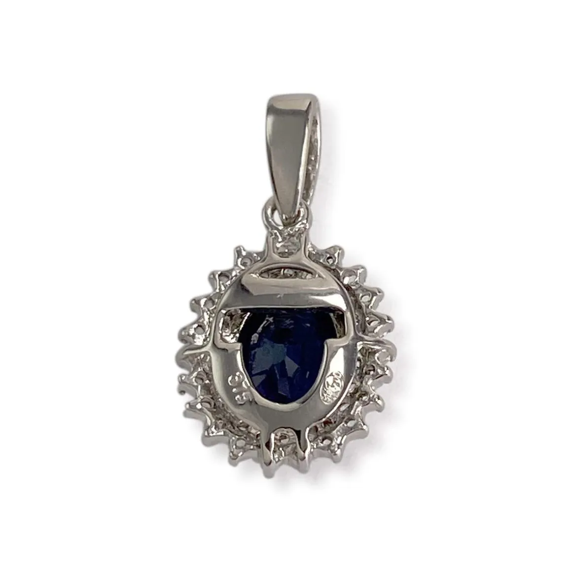 Pendentif d'occasion or 375 blanc saphir zirconias