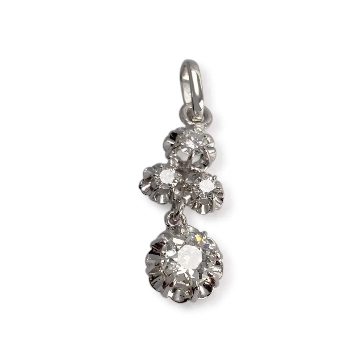 Pendentif d'occasion or 750 blanc diamant diamant