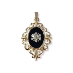 Pendentif d'occasion or 750 jaune diamant onyx