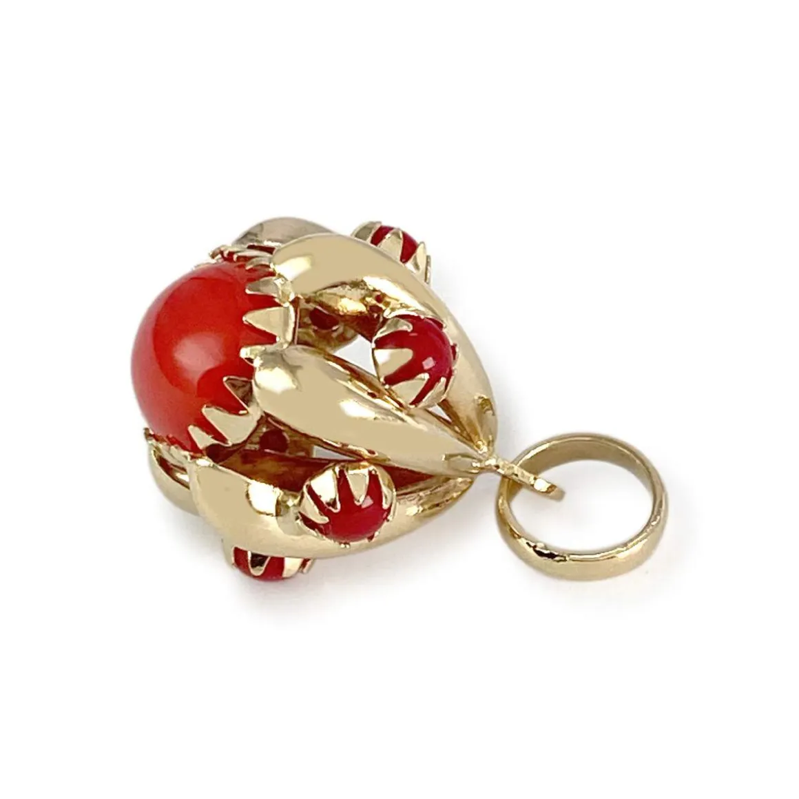 Pendentif d'occasion or 750 jaune pierres imitation rouges
