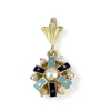 Pendentif d'occasion or 750 jaune perles laque bleue