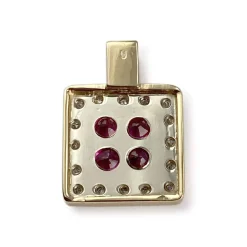 Pendentif d'occasion or 750 jaune diamants rubis