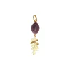 Pendentif d'occasion or 750 jaune motif feuille rhodonite
