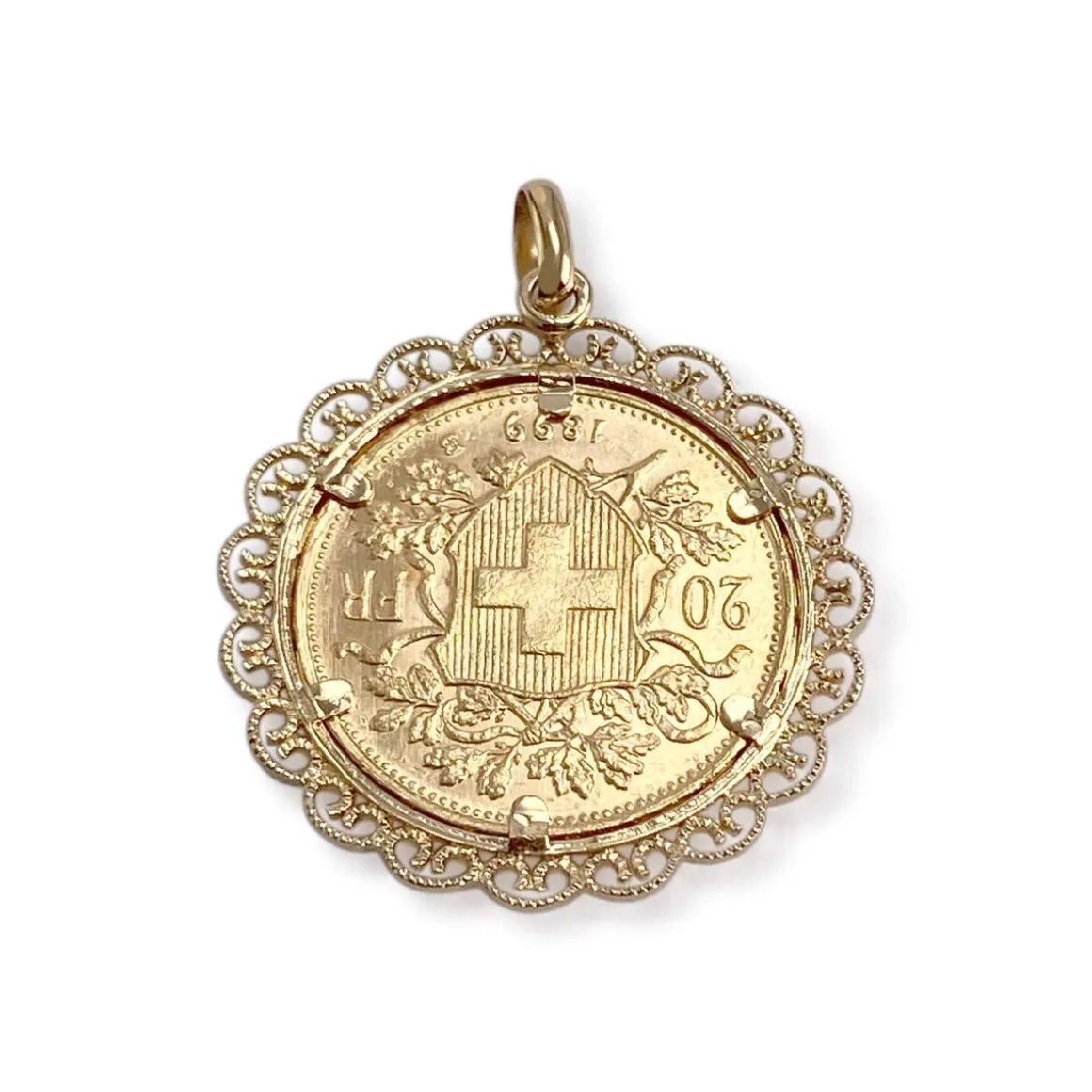 Pendentif d'occasion or 750 jaune porte pièce