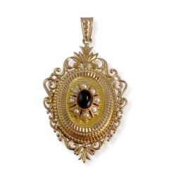 Pendentif d'occasion or 750 jaune grenat, perles fines