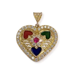 Pendentif d'occasion or 585 jaune rubis synthetiquezirconias