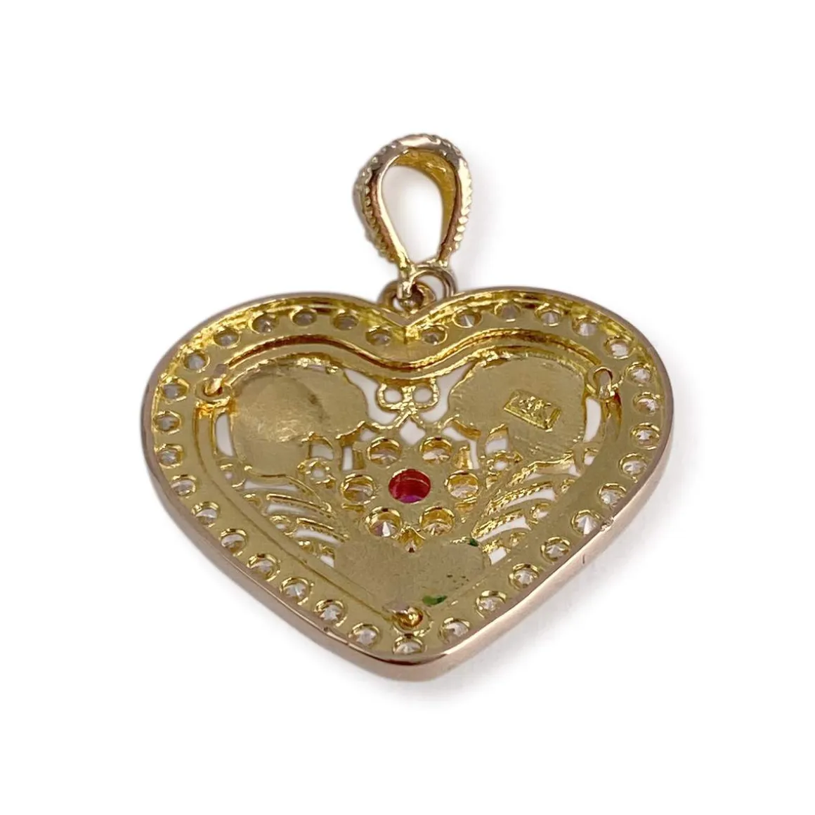 Pendentif d'occasion or 585 jaune rubis synthetiquezirconias