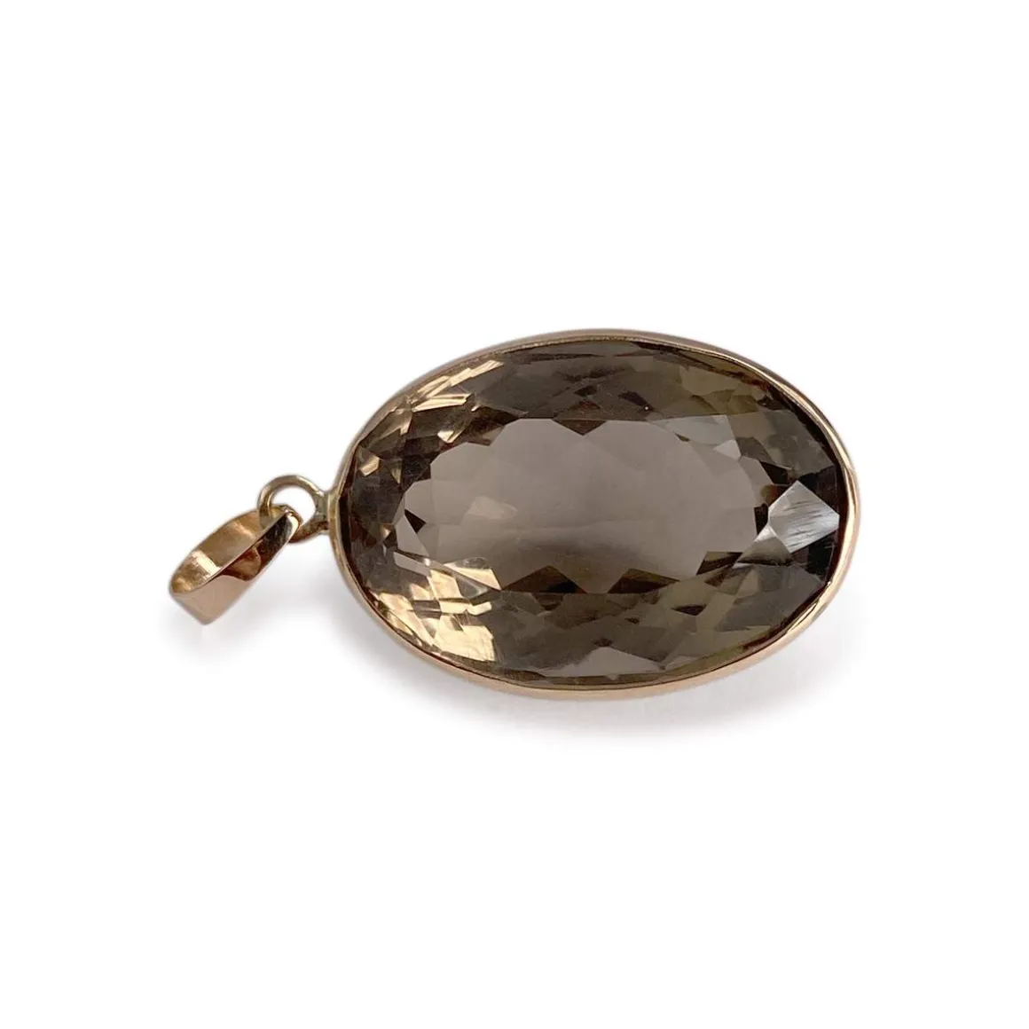 Pendentif d'occasion or 750 jaune quartz fumé