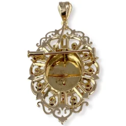 Pendentif d'occasion or 750 jaune grenats émeraude diamants
