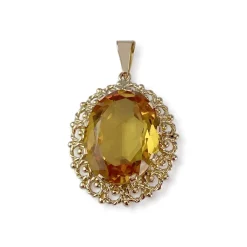 Pendentif d'occasion or 585 jaune corindon synthétique
