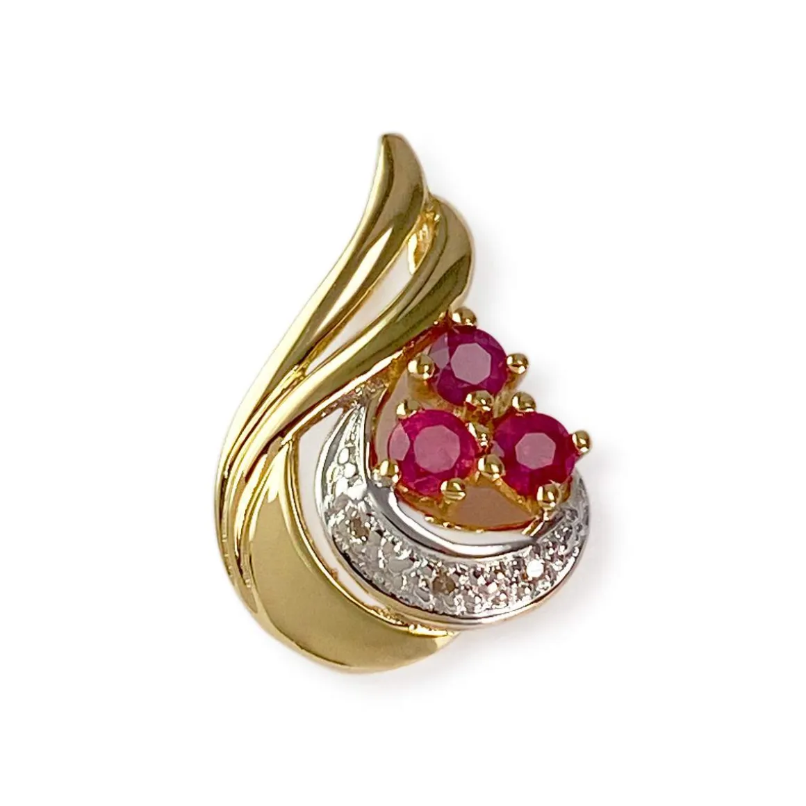 Pendentif d'occasion 2 ors 750 diamants rubis