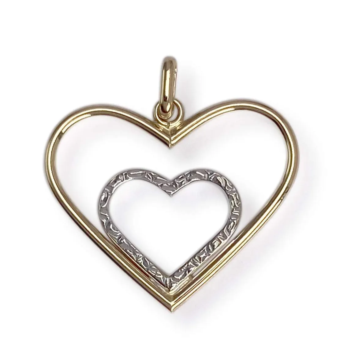 Pendentif d'occasion 2 ors 750 double coeur