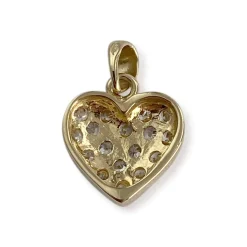 Pendentif d'occasion or 750 2 tons coeur zirconias