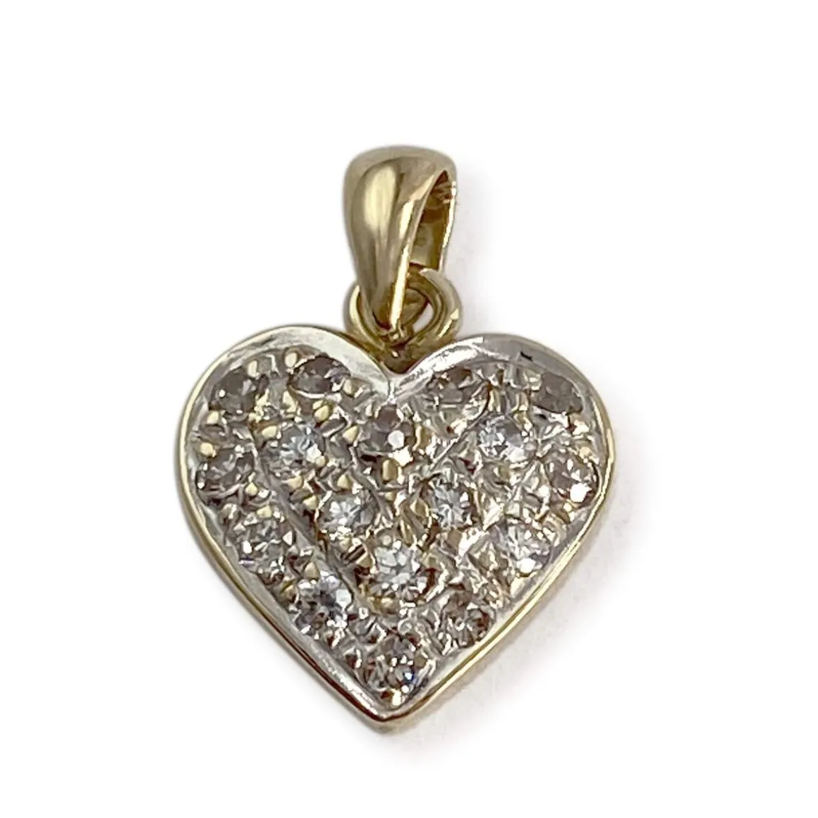 Pendentif d'occasion or 750 2 tons coeur zirconias