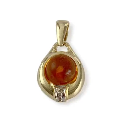 Pendentif d'occasion  or 750 2 tons diamant ambre