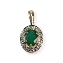 Pendentif d'occasion or 750 2 tons émeraude diamants