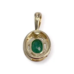 Pendentif d'occasion or 750 2 tons émeraude diamants